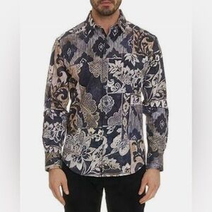 Robert Graham Mens 2XL Gallow Button Down Shirt tweed‎ collection Long Sleeves
